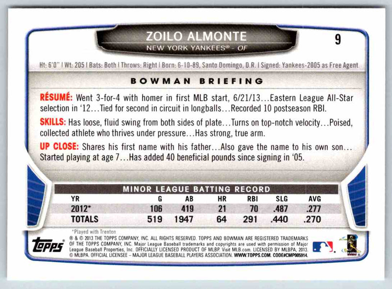 2013 Bowman Zoilo Almonte