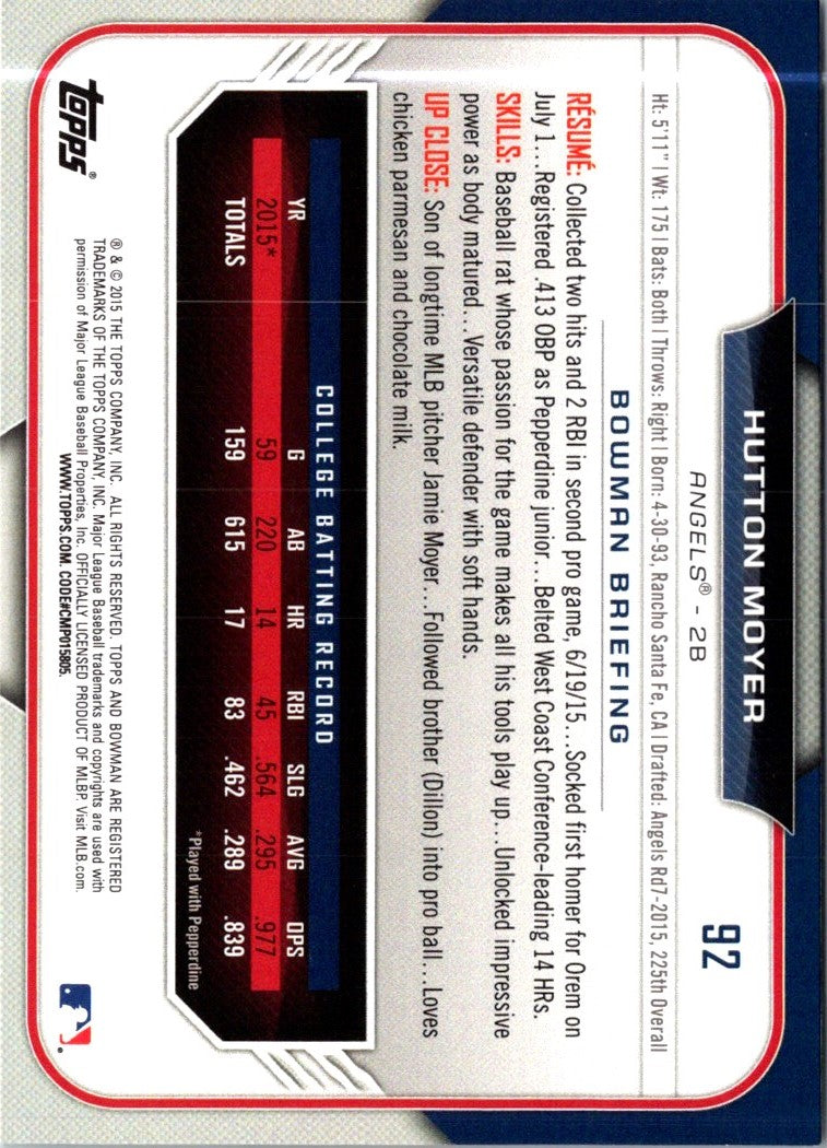 2015 Bowman Draft Picks & Prospects Hutton Moyer