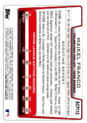 2012 Bowman Chrome Prospects Maikel Franco #BCP112