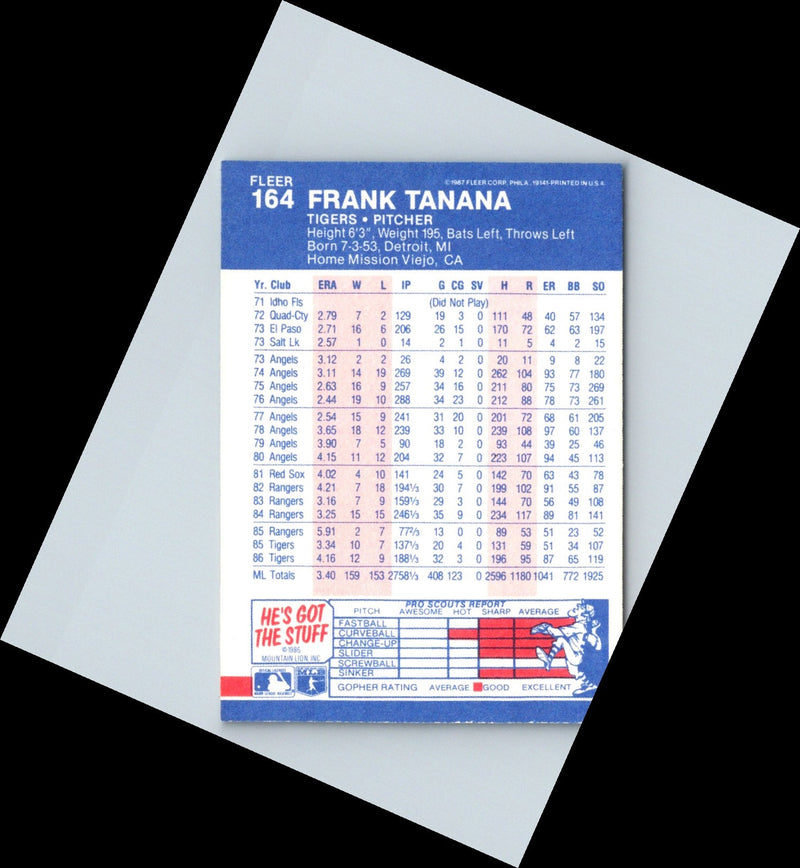 1985 Fleer Frank Tanana