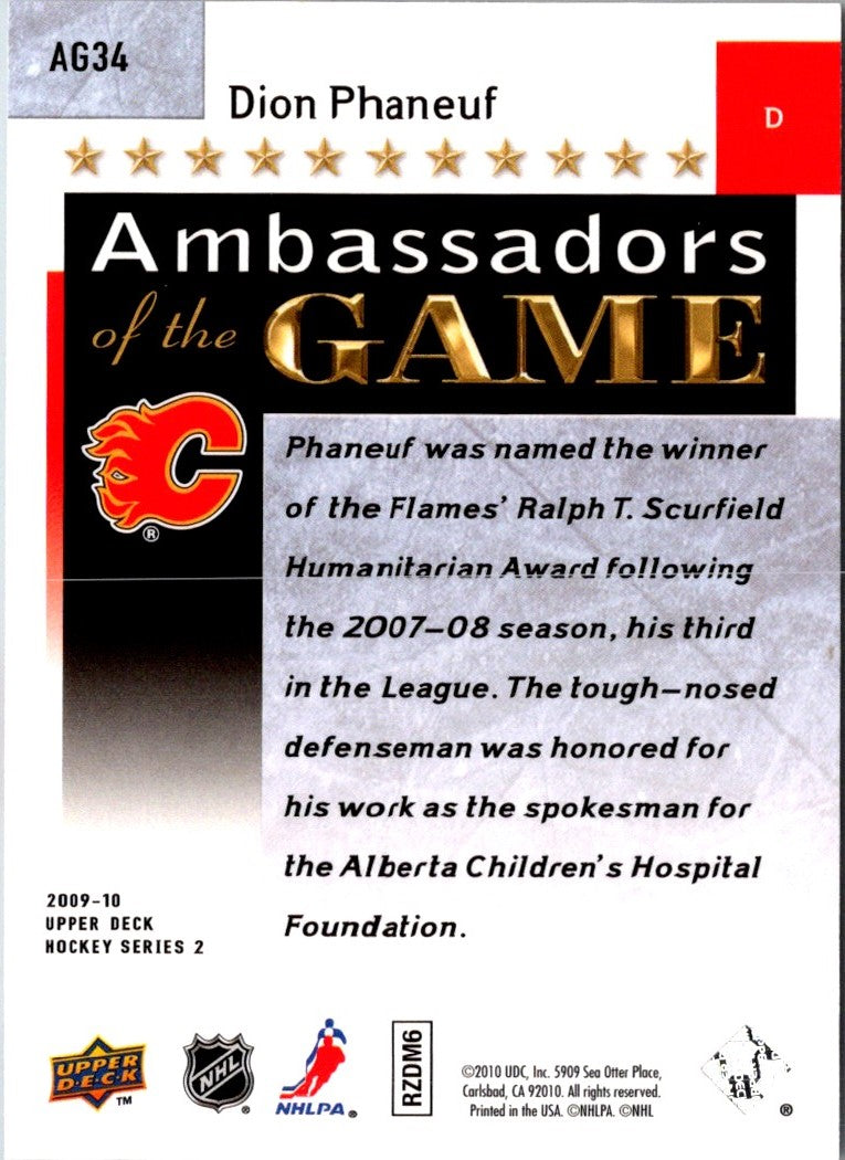 2009 Upper Deck Ambassadors of the Game Dion Phaneuf