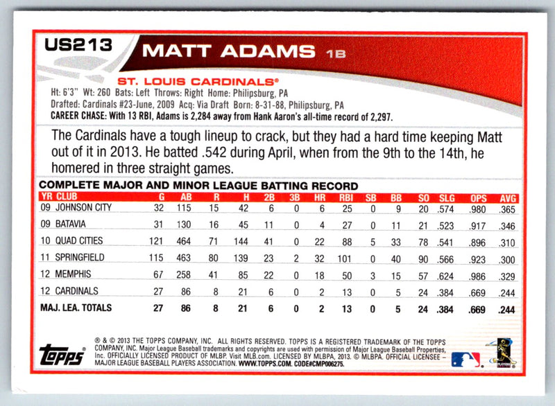 2013 Topps Update Matt Adams