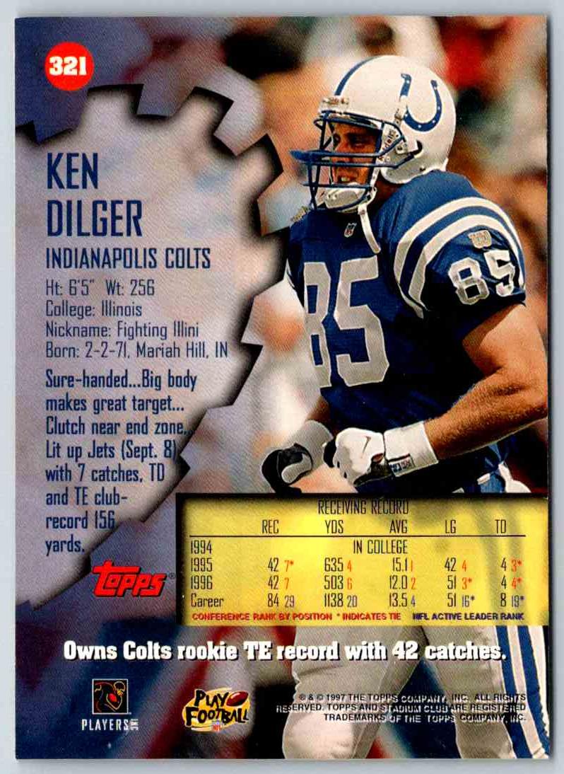 1997 Topps Stadium Club Football Ken Dilger