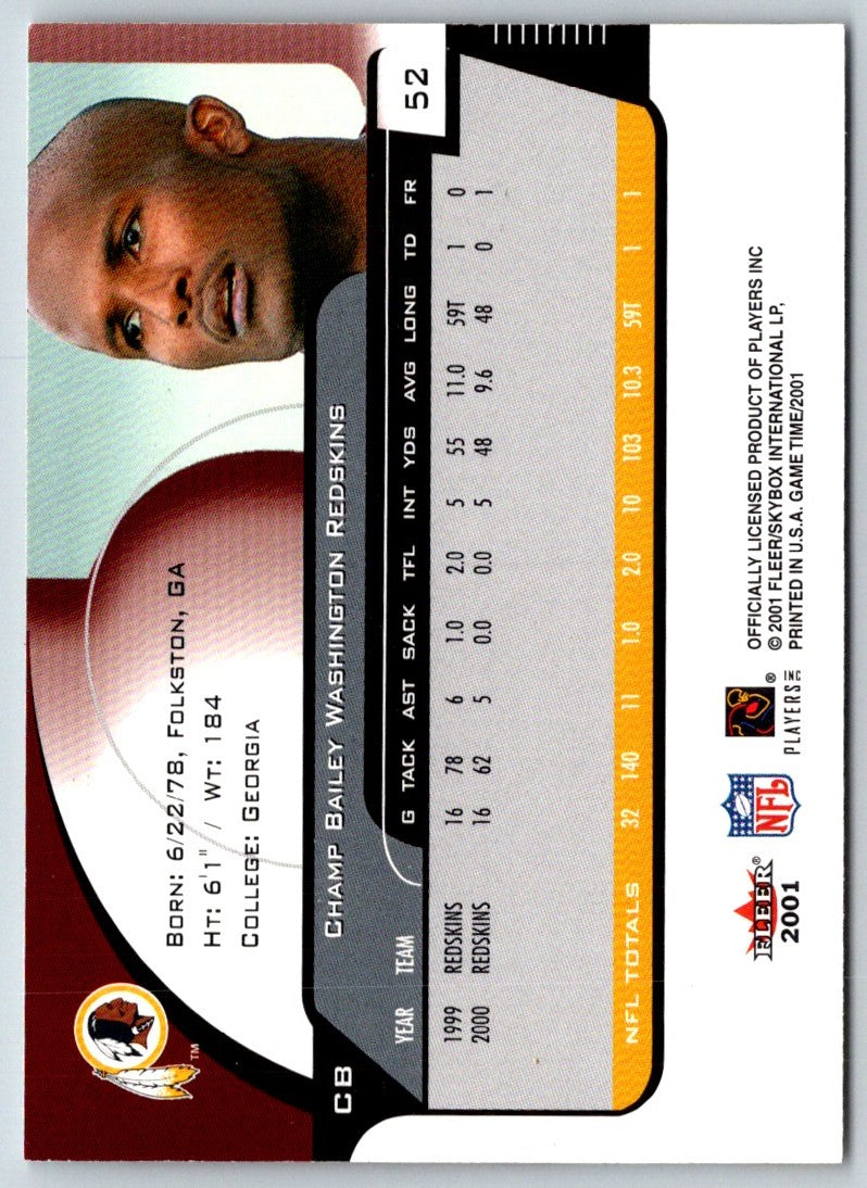 2001 Fleer Game Time Extra Champ Bailey
