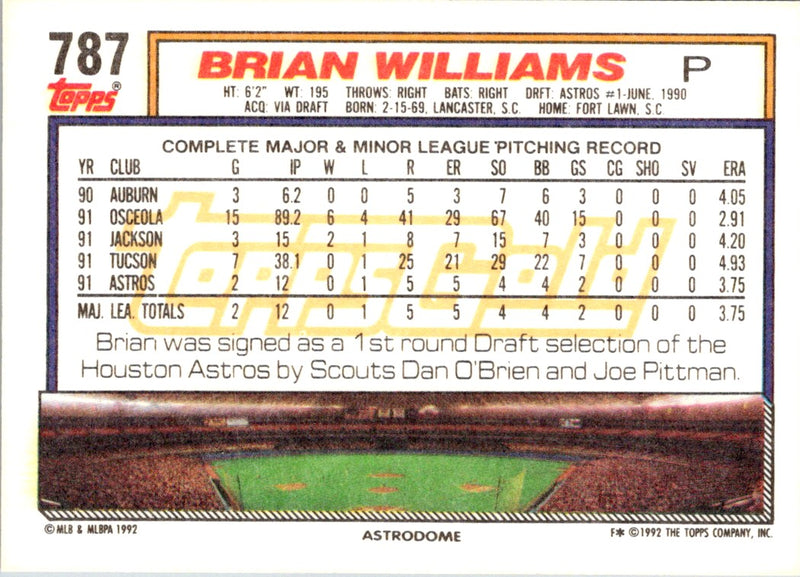 1992 Topps Gold Brian Williams