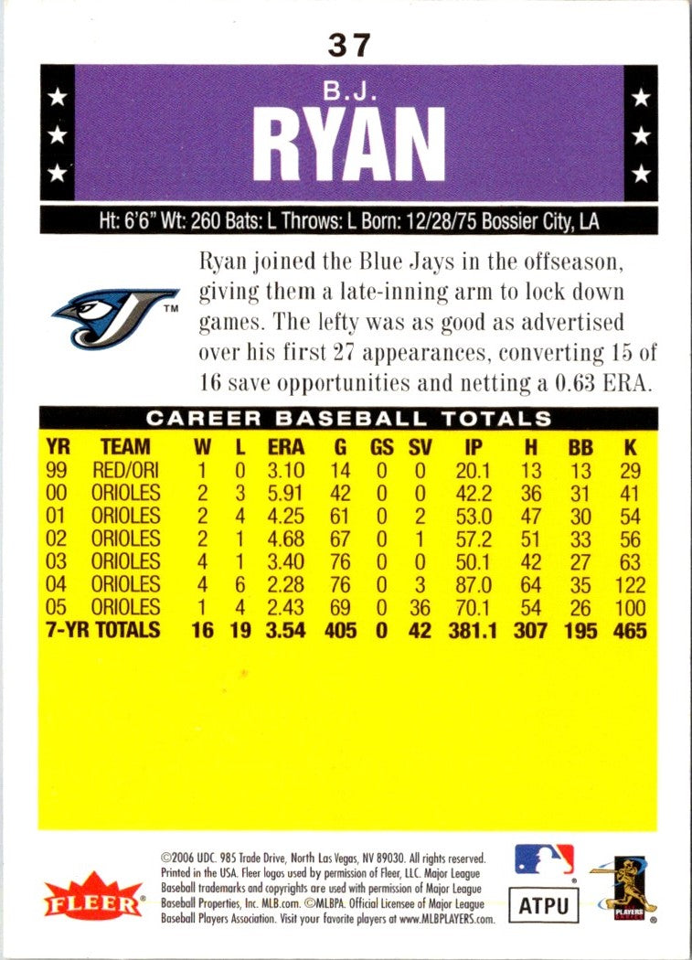 2006 Fleer Tradition B.J. Ryan