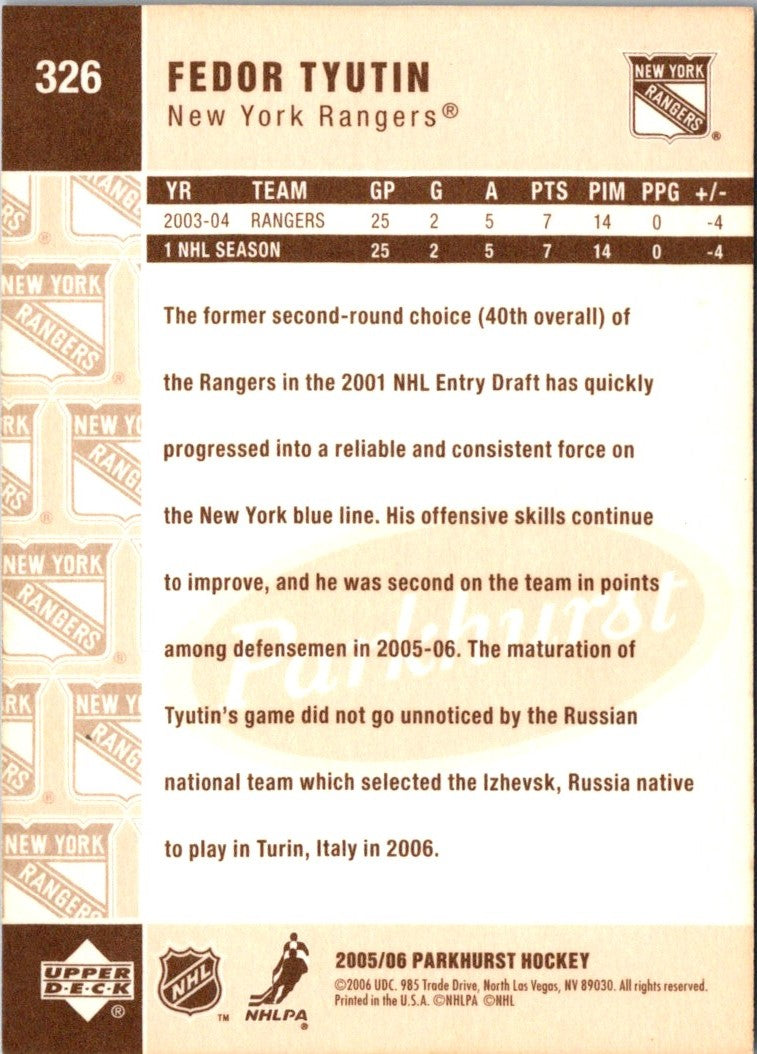 2005 Parkhurst Fedor Tyutin