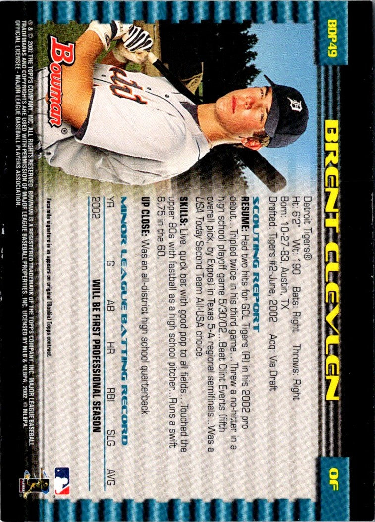 2002 Bowman Draft Picks & Prospects Brent Clevlen