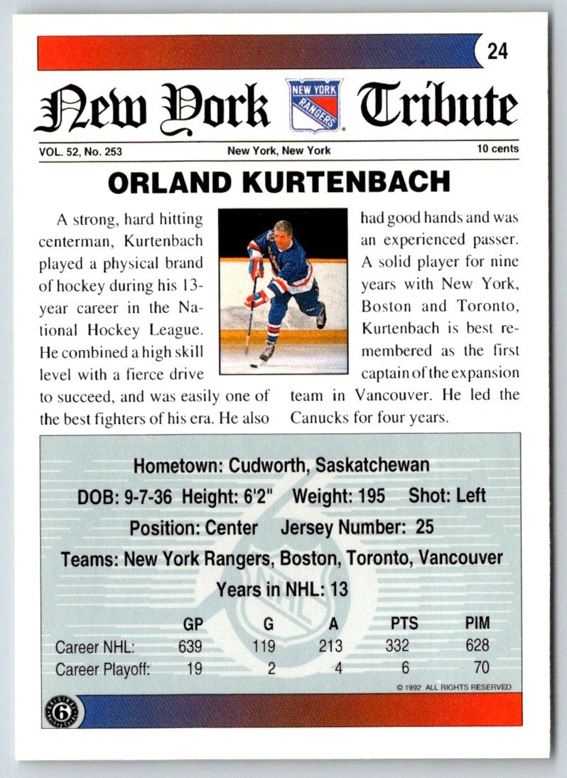 1991 Ultimate Original 6 Orland Kurtenbach