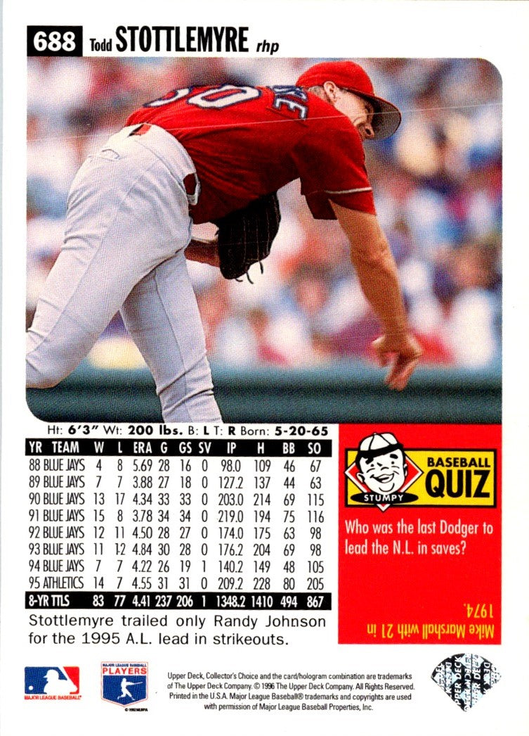 1996 Collector's Choice Silver Signature Todd Stottlemyre