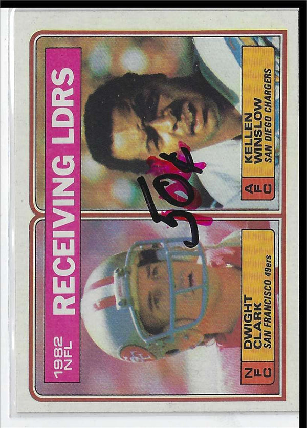 1983 Topps 1982 Receiving Leaders - Dwight Clark/Kellen Winslow #203