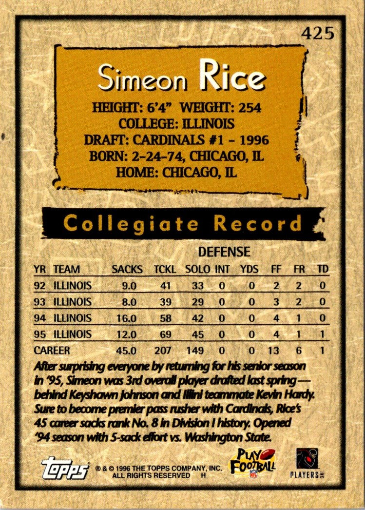 1996 Topps Simeon Rice