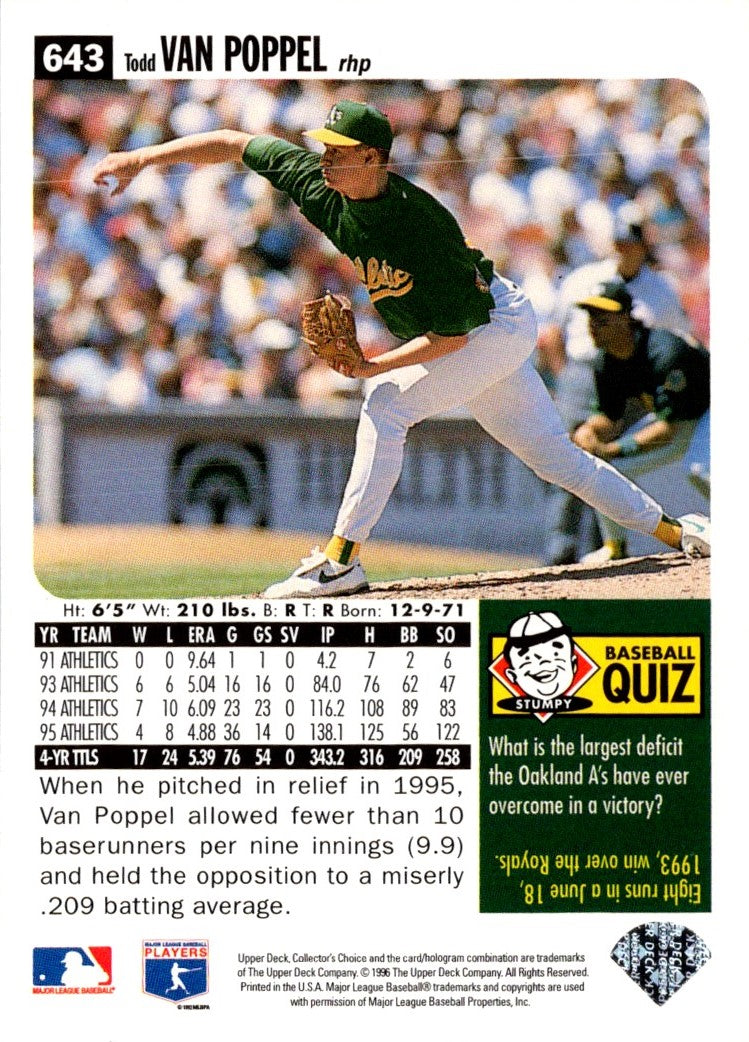 1996 Collector's Choice Silver Signature Todd Van Poppel