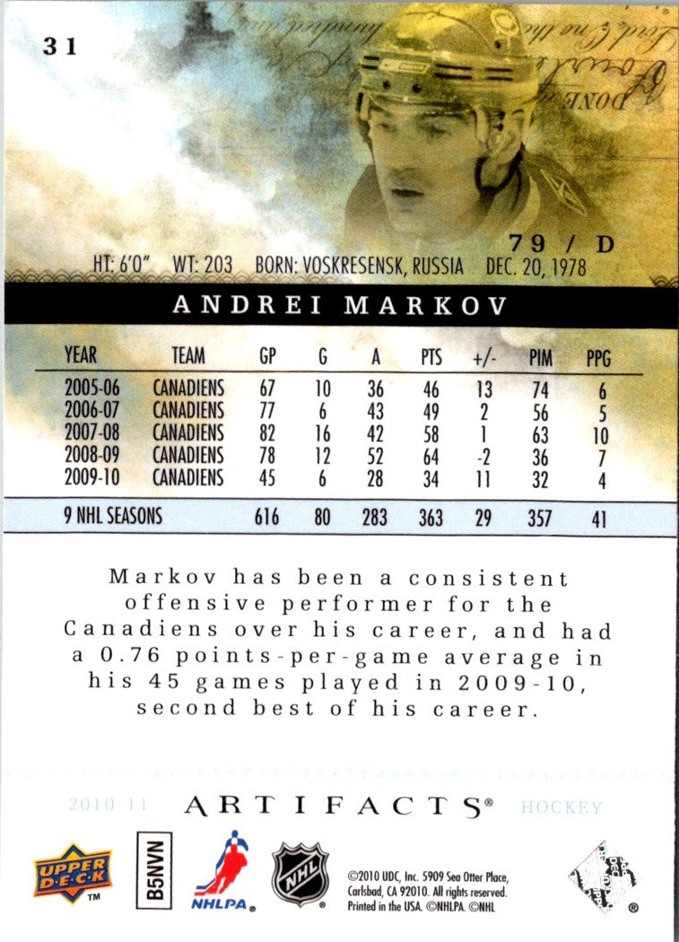 2010 Upper Deck Artifacts Andrei Markov