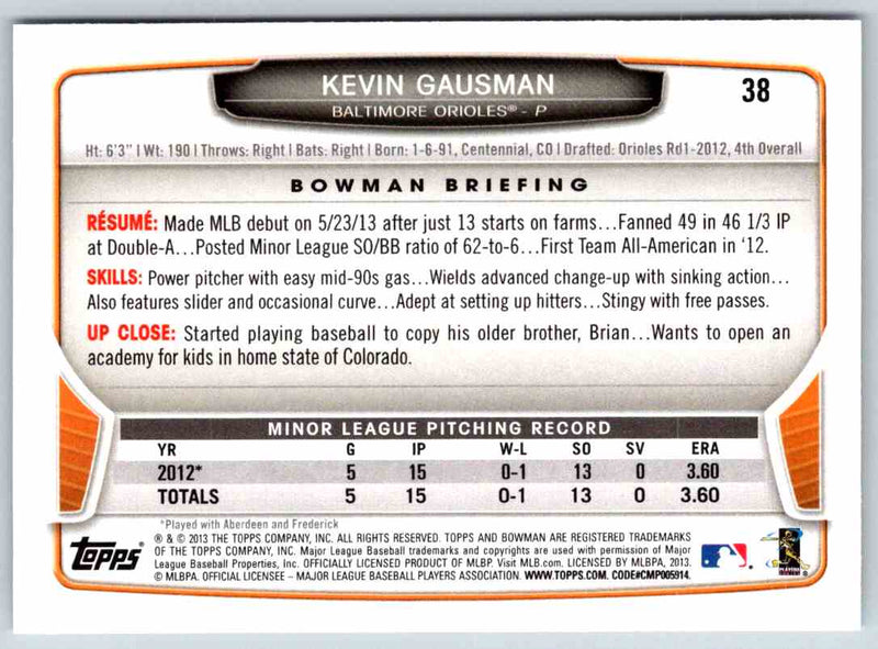 2013 Bowman Kevin Gausman