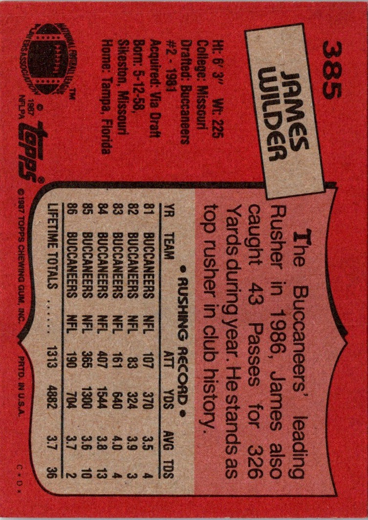 1987 Topps Stickers James Wilder