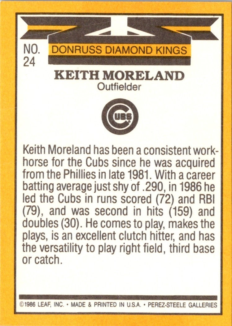 1987 Donruss Diamond Kings Keith Moreland