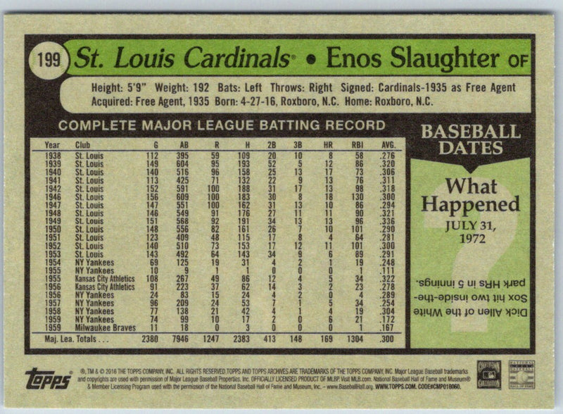 2016 Topps Archives Enos Slaughter