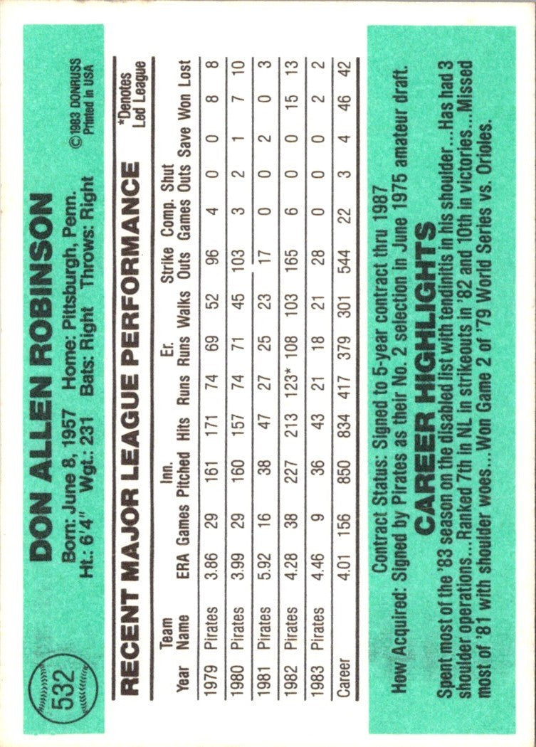 1984 Donruss Don Robinson