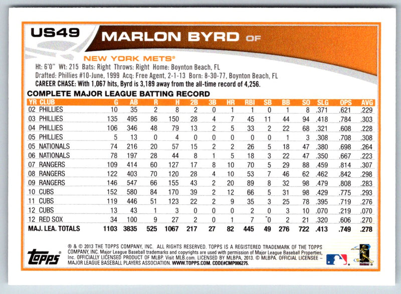 2013 Topps Update Marlon Byrd