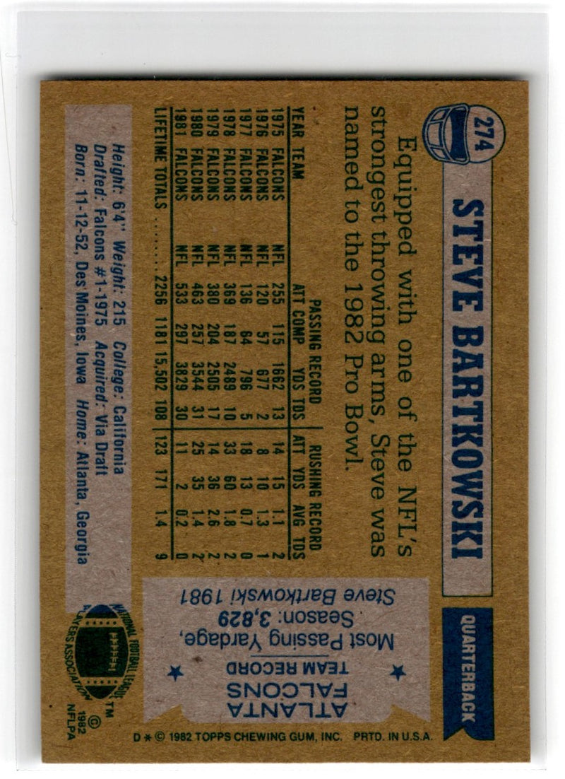 1982 Topps Steve Bartkowski