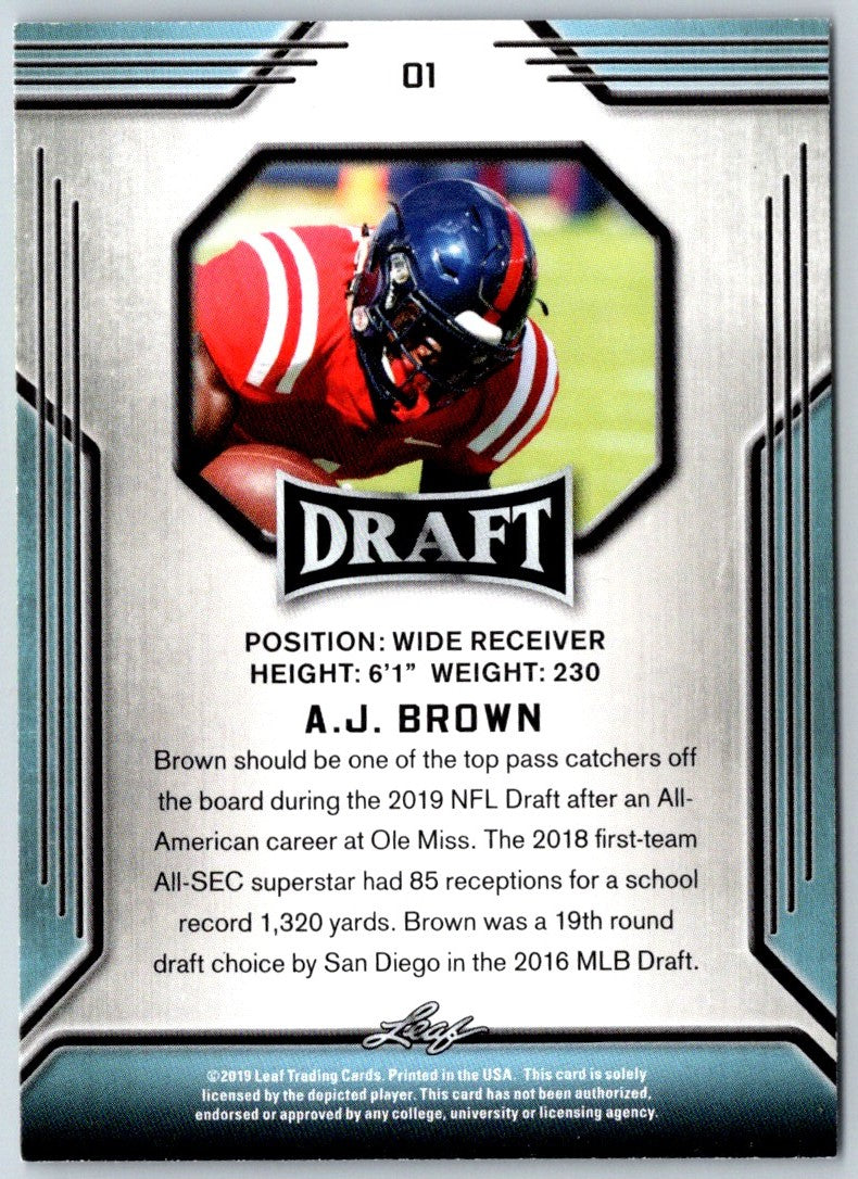 2019 Leaf Draft Autographs A.J. Brown