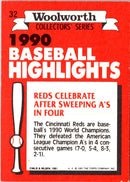 1991 Topps Woolworth Baseball Highlights Reds Celebrate /
