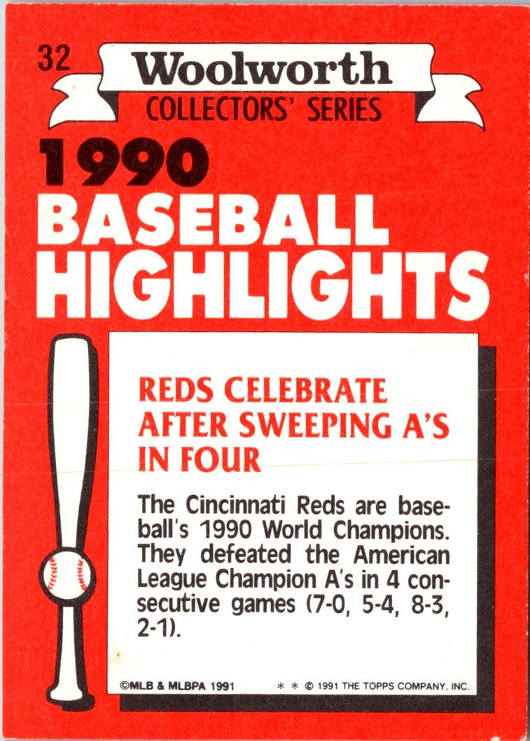 1991 Topps Woolworth Baseball Highlights Reds Celebrate /