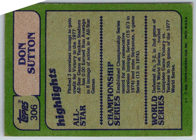 1982 Topps Don Sutton