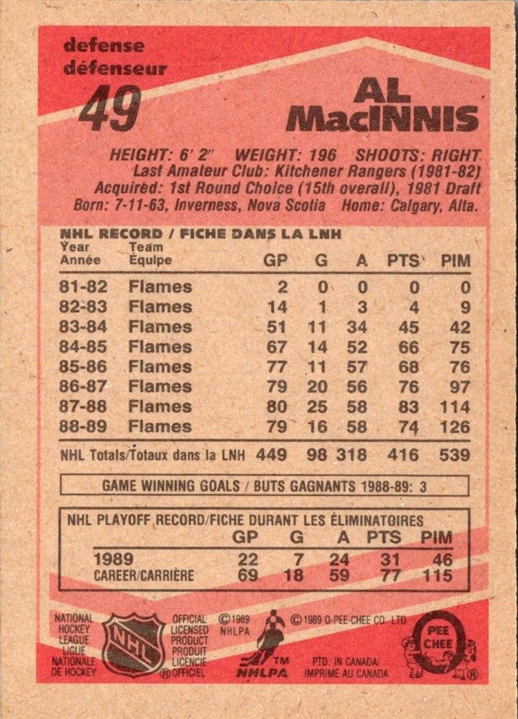 1989 O-Pee-Chee Al MacInnis