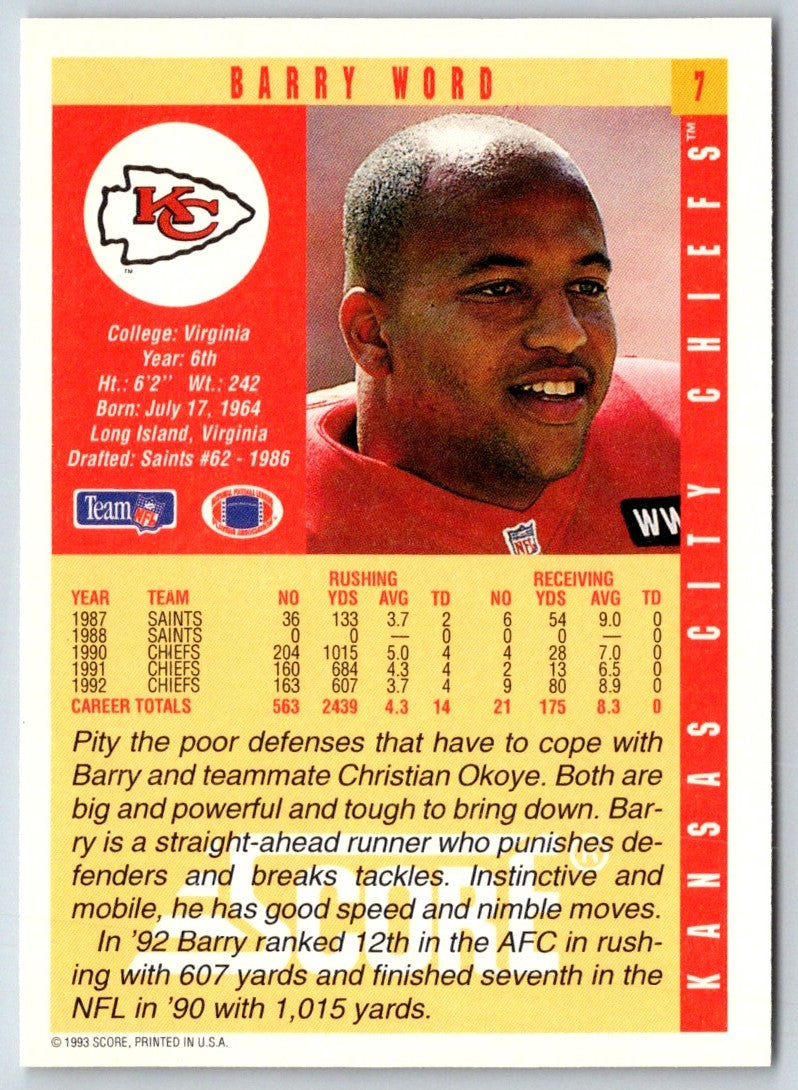 1993 Score Barry Word