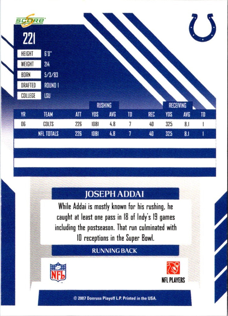 2007 Score Joseph Addai