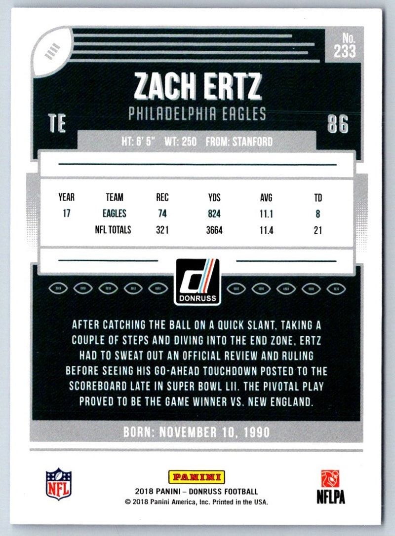 2018 Donruss Press Proof Blue Zach Ertz