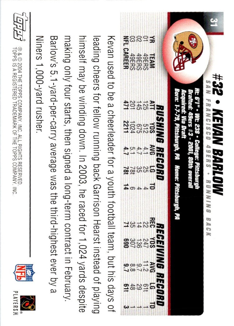 2004 Topps Kevan Barlow