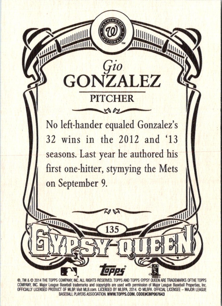 2014 Topps Gypsy Queen Gio Gonzalez