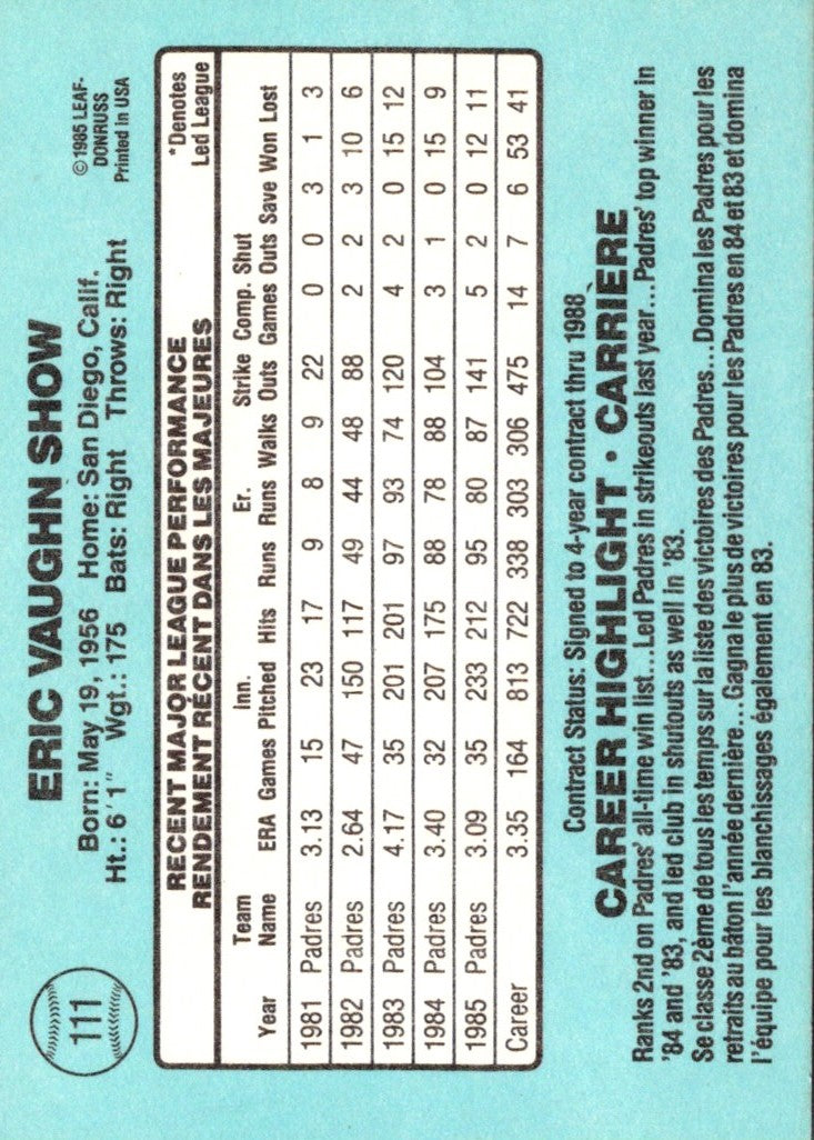 1986 Leaf Eric Show