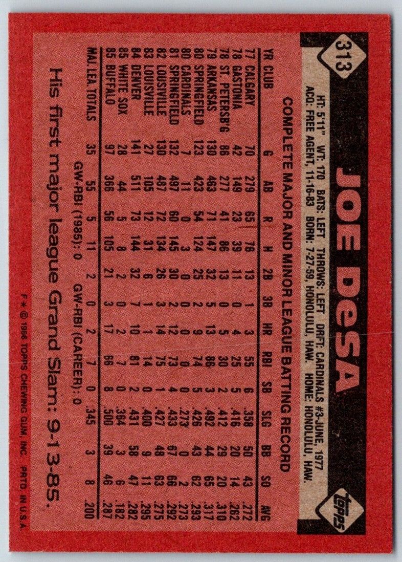 1986 Topps Joe DeSa