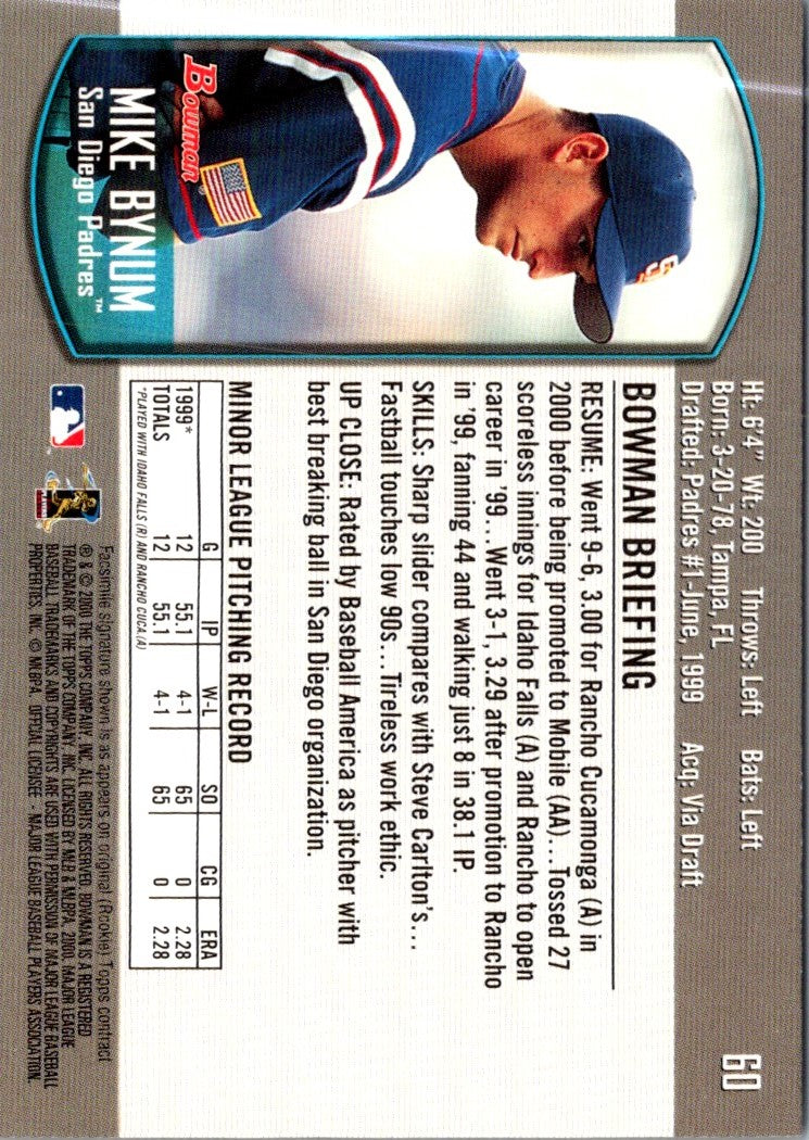 2000 Bowman Draft Picks & Prospects Mike Bynum
