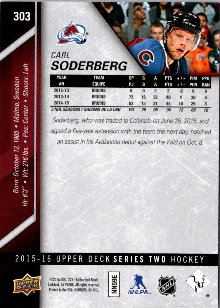 2015 Upper Deck Carl Soderberg