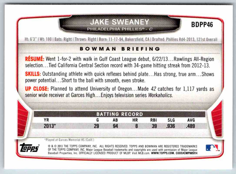 2014 Bowman Jake Sweaney