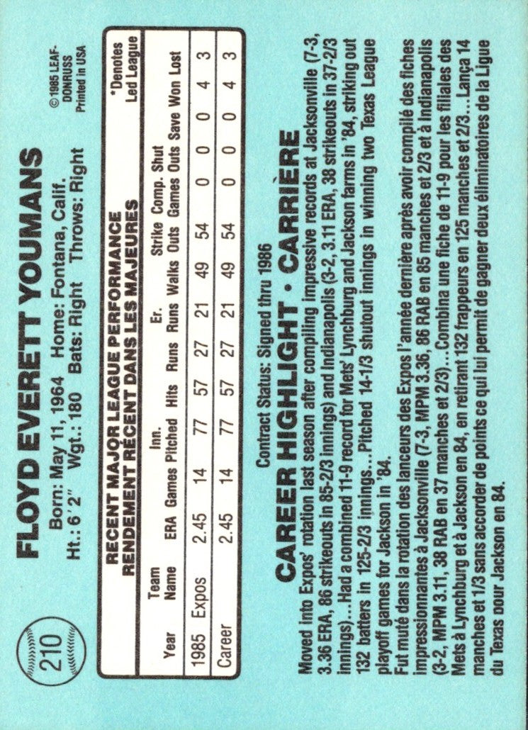 1986 Leaf Floyd Youmans