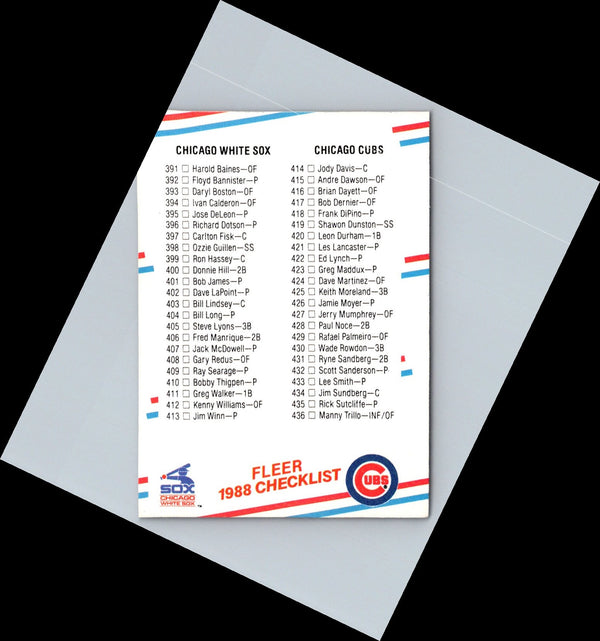 1987 Fleer Checklist: White Sox/Braves/Twins/Cubs #659