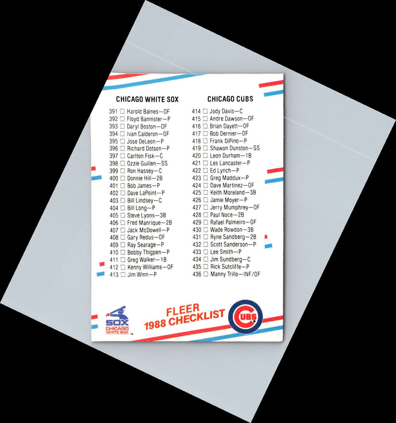 1987 Fleer Checklist: White Sox/Braves/Twins/Cubs