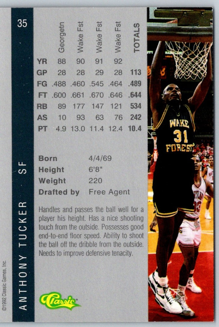 1992 Classic Draft Anthony Tucker