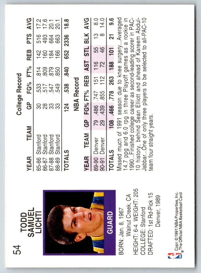 1991 Hoops Todd Lichti