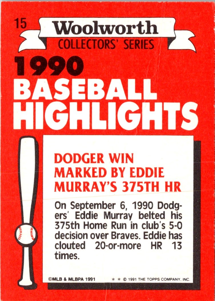 1991 Topps Woolworth Baseball Highlights Eddie Murray