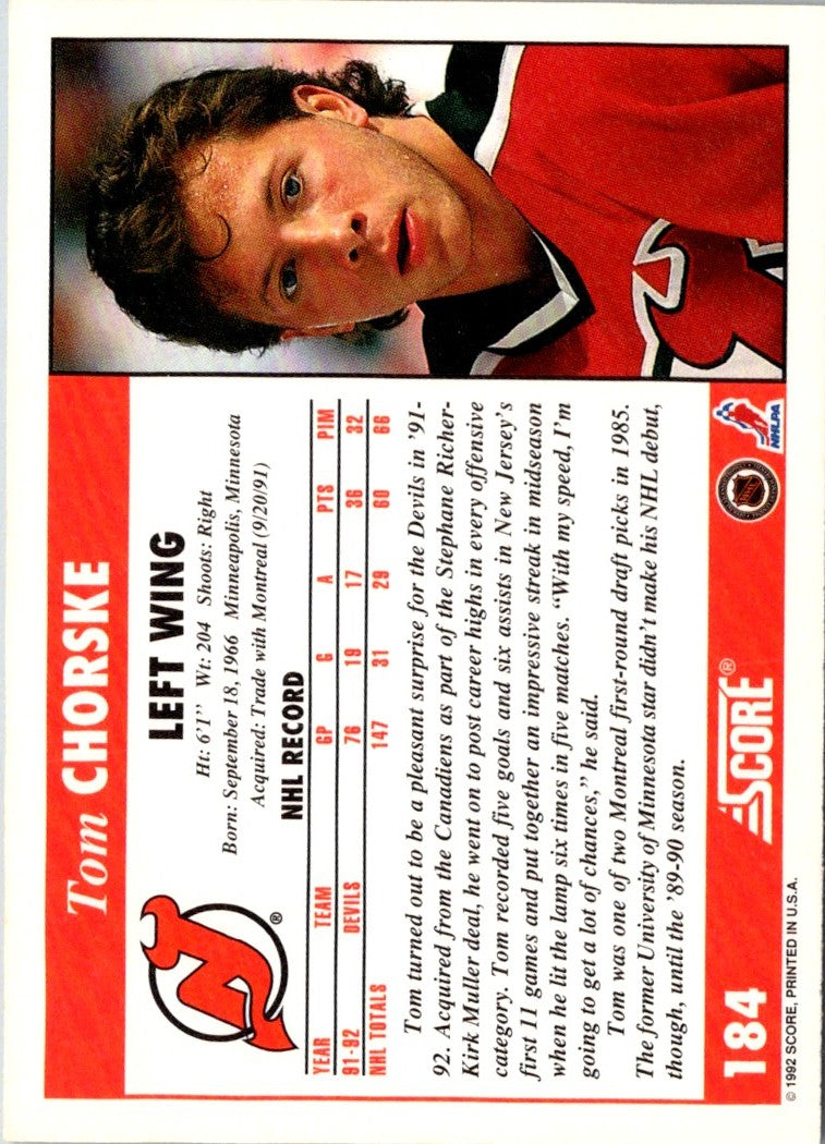 1992 Score Tom Chorske