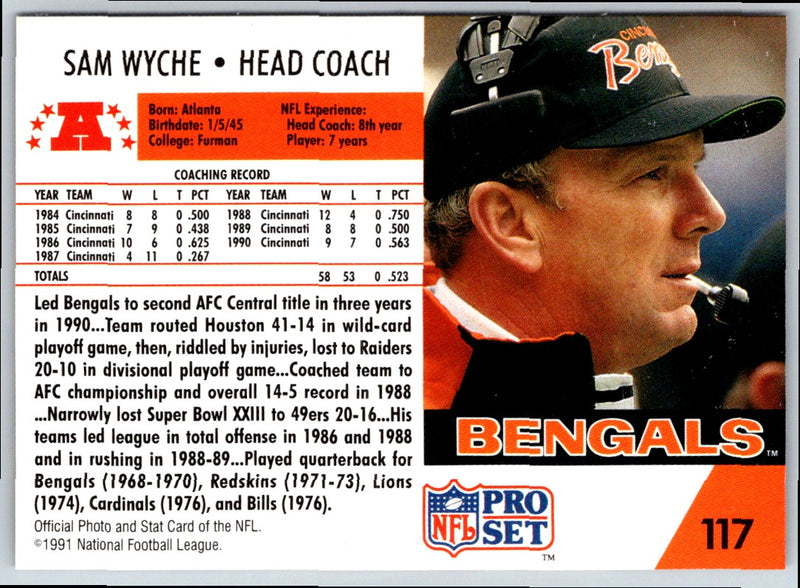 1991 Pro Set Sam Wyche