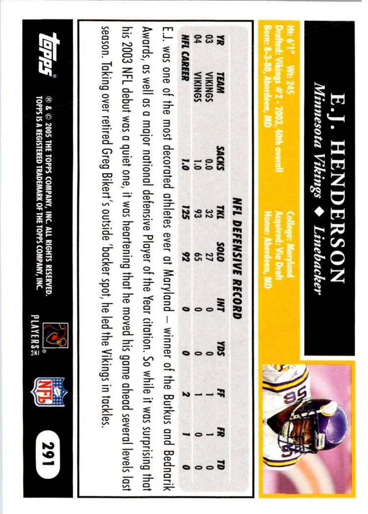 2005 Topps E.J. Henderson