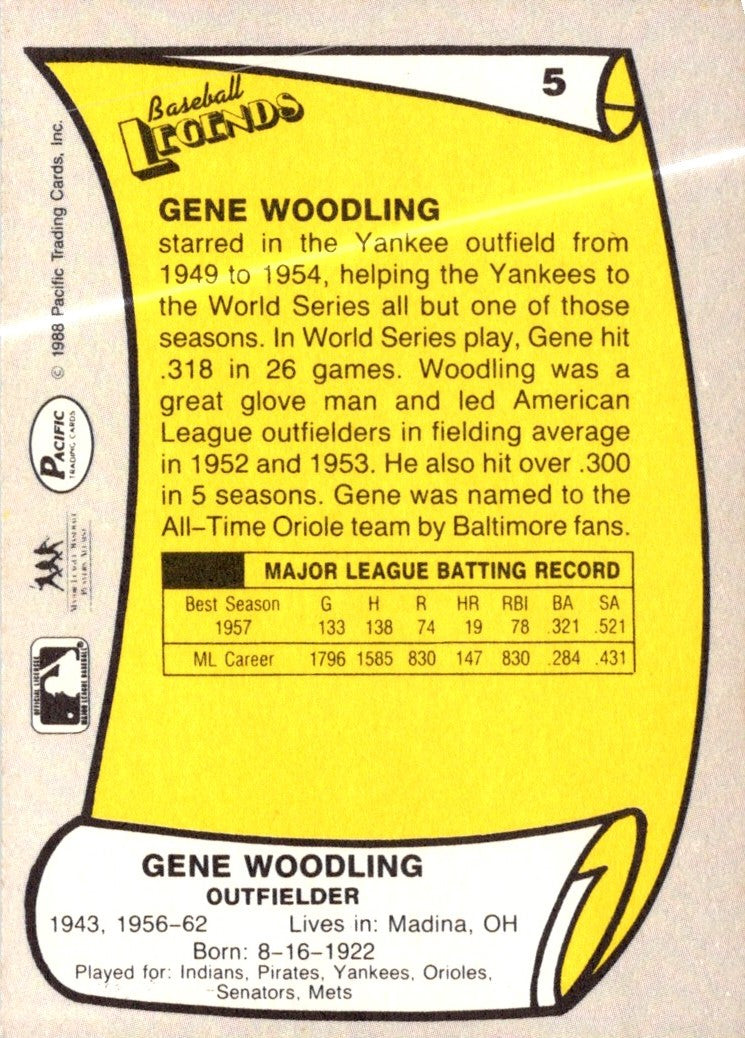 1988 Pacific Legends I Gene Woodling